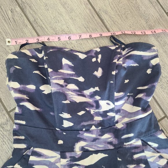 H&M women's strapless halter top pleated dress blue purple and white size 6 - Picture 7 of 11